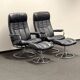 Chaise Stressless Ekornes avec pouf - Cadre chromé (années 1970) (prix pour une)