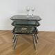 Trio de tables gigognes chrome et verre fumé vintage