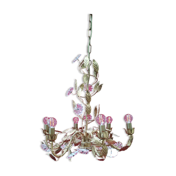 Lustre au feuillage doré et pampilles — Beyit