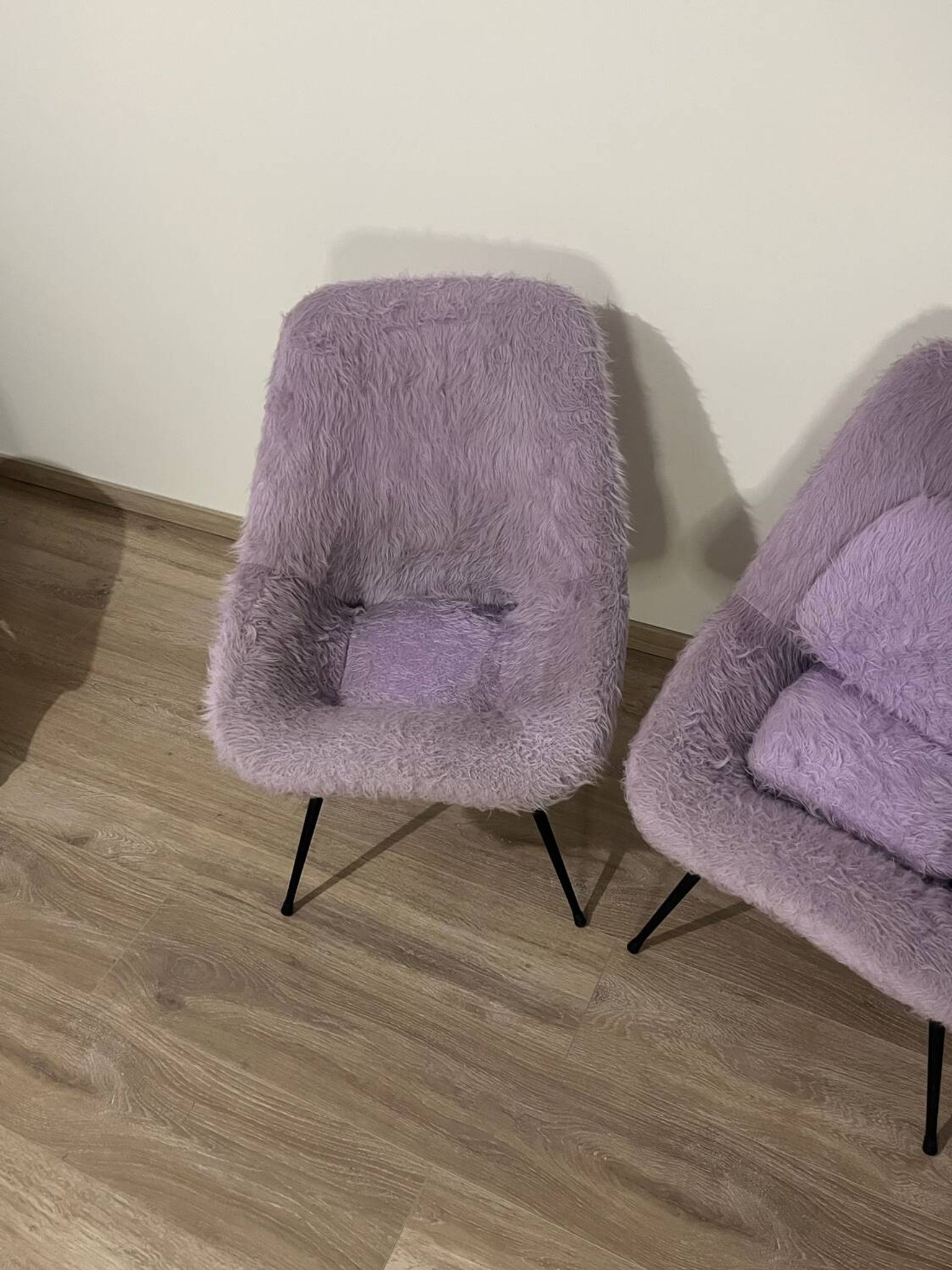 Pair of furry armchairs