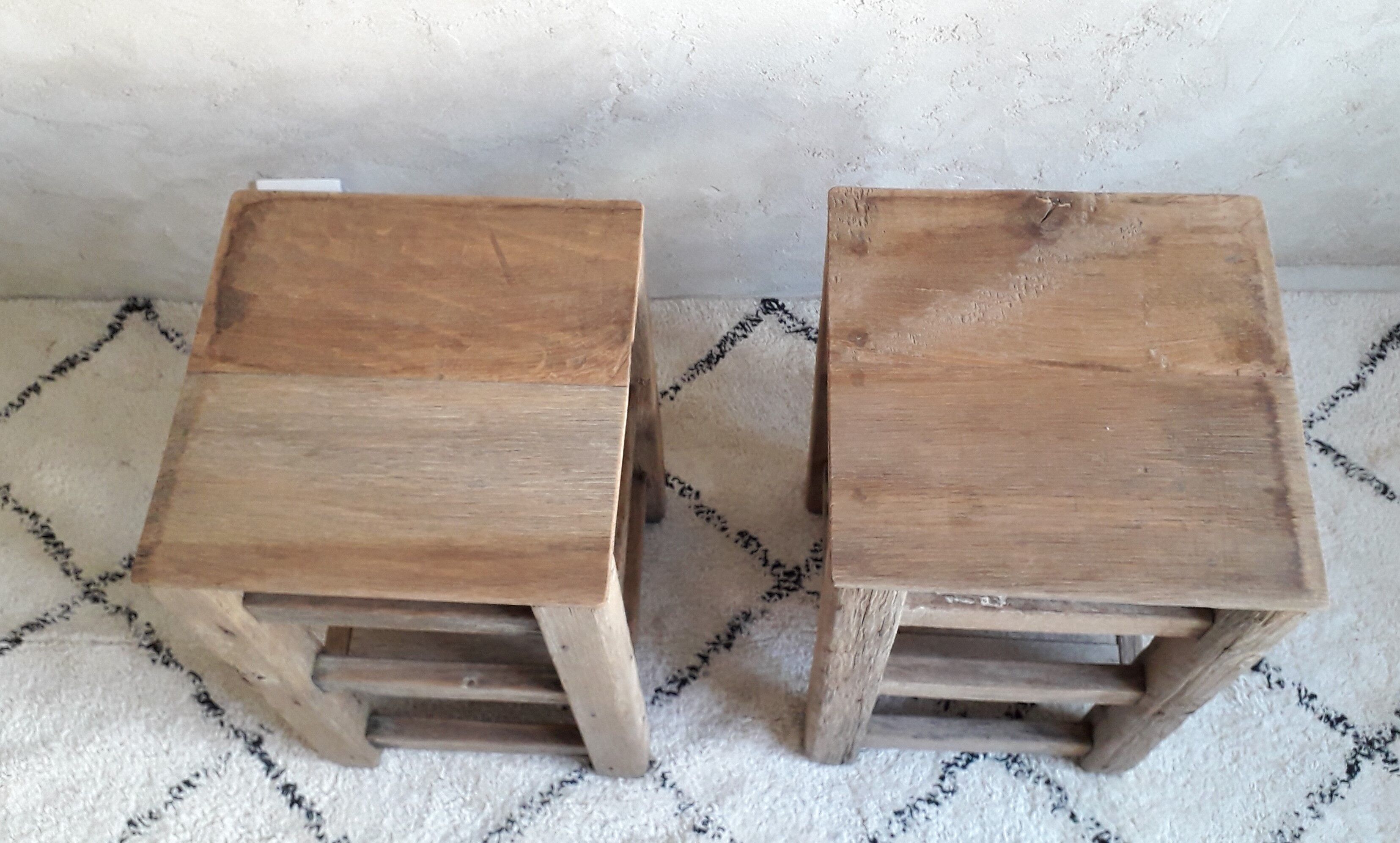 Pair of raw wooden bedsides