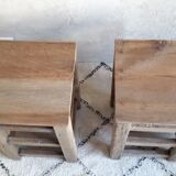 Pair of raw wooden bedsides