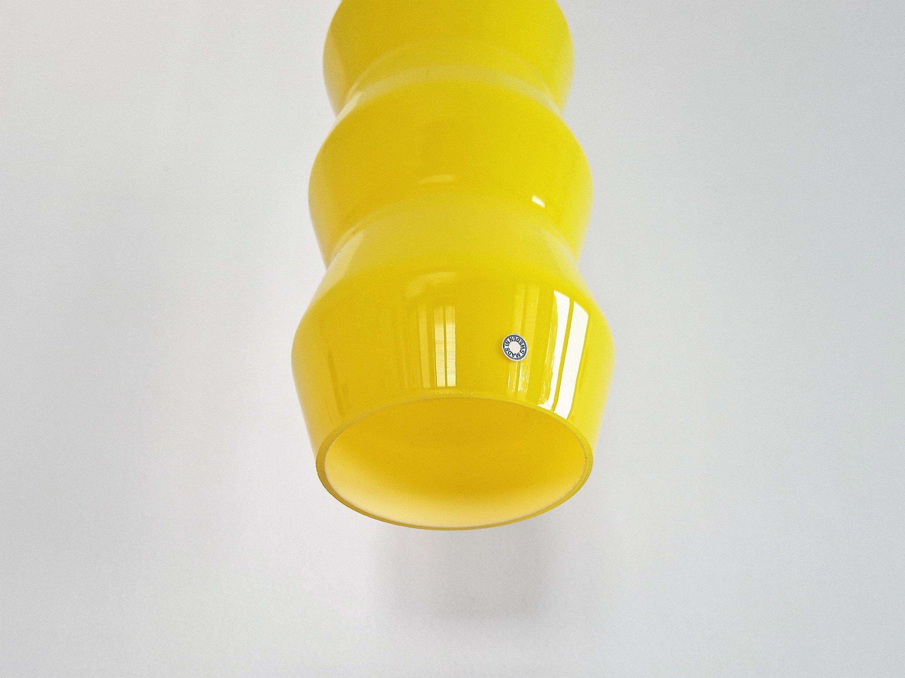 Yellow Murano glass pendant lamp, Sweden 1960