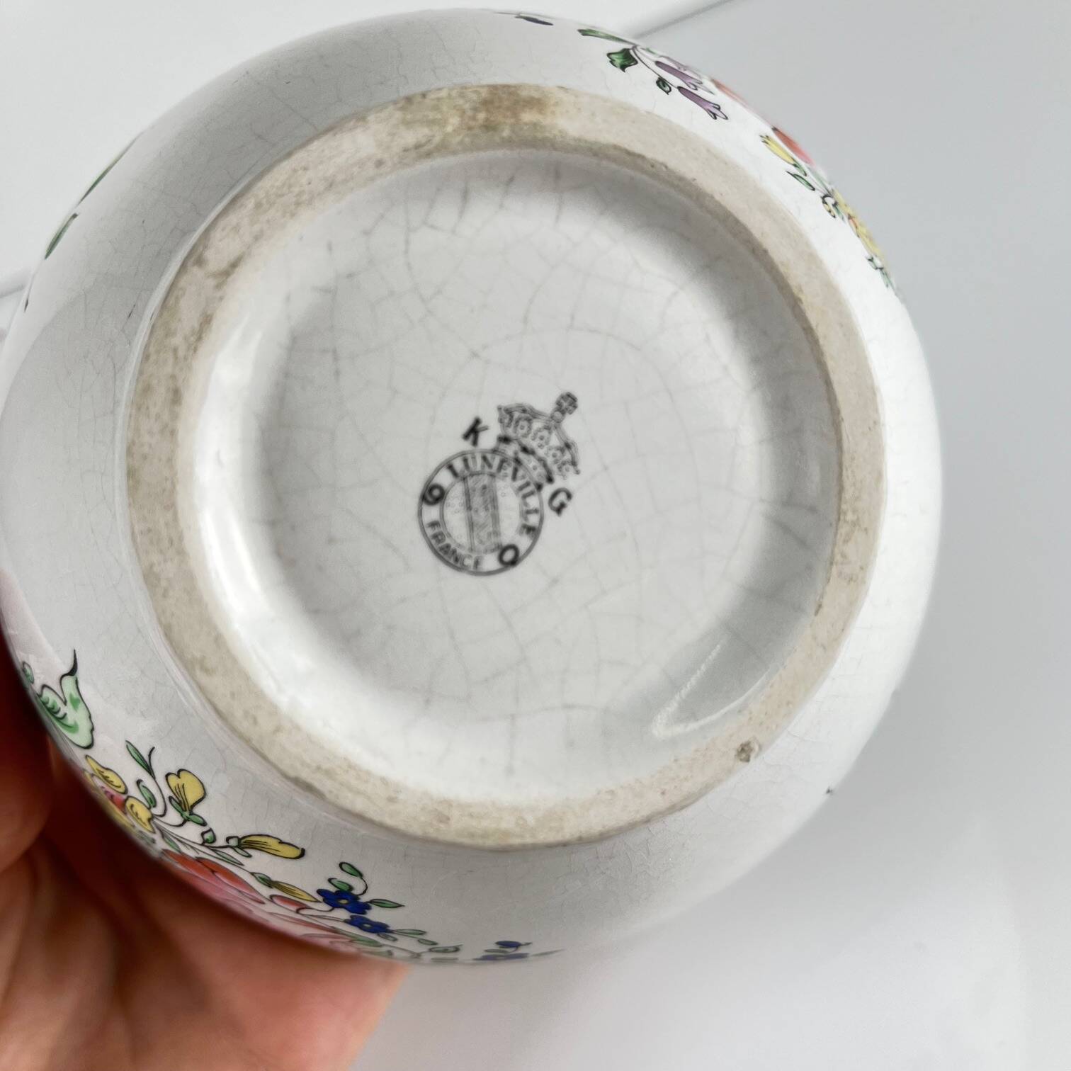 Set of 2 KG Lunéville bowls, street lamp model, early 20th century