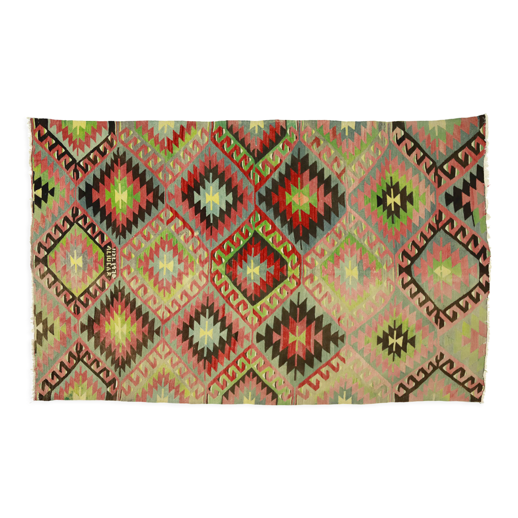 Anatolian handmade kilim rug 284 cm x 178 cm