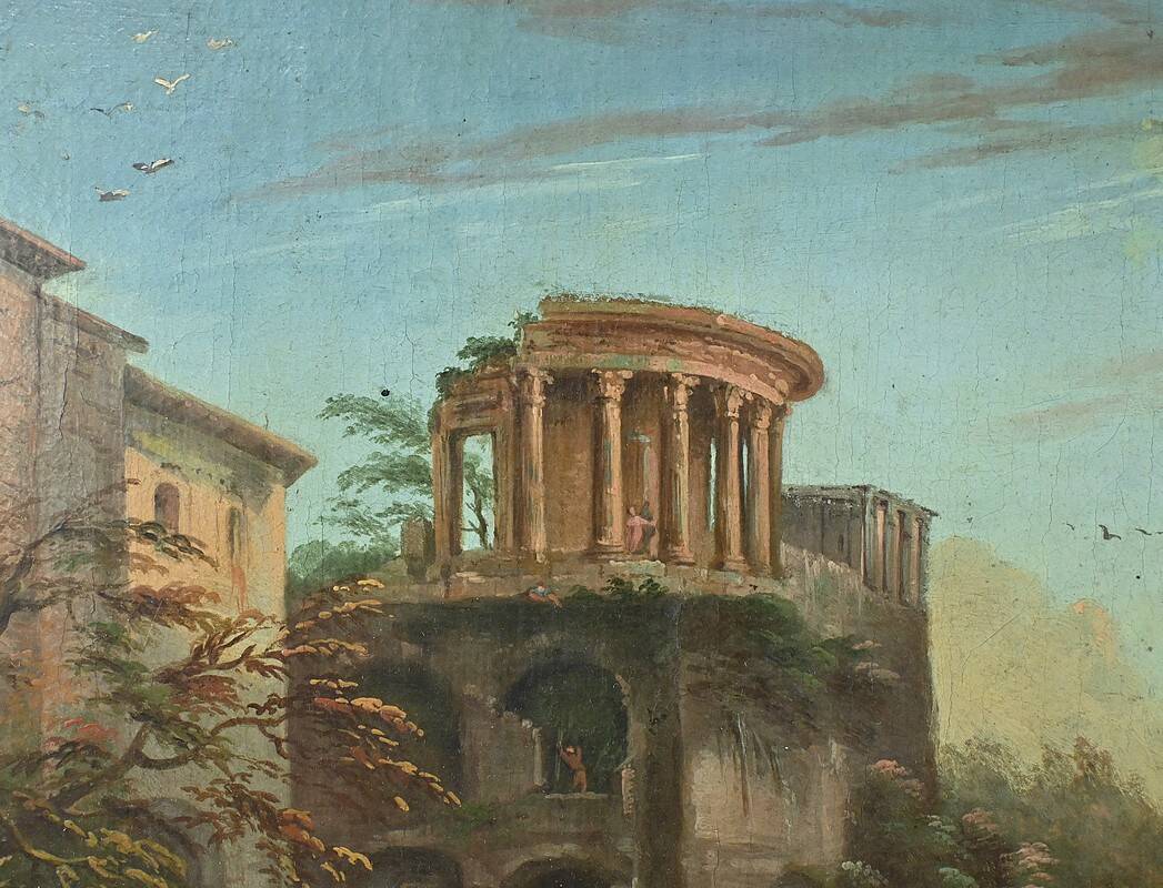Painting “The Temple of Tivoli”, Italy – Late 19th century