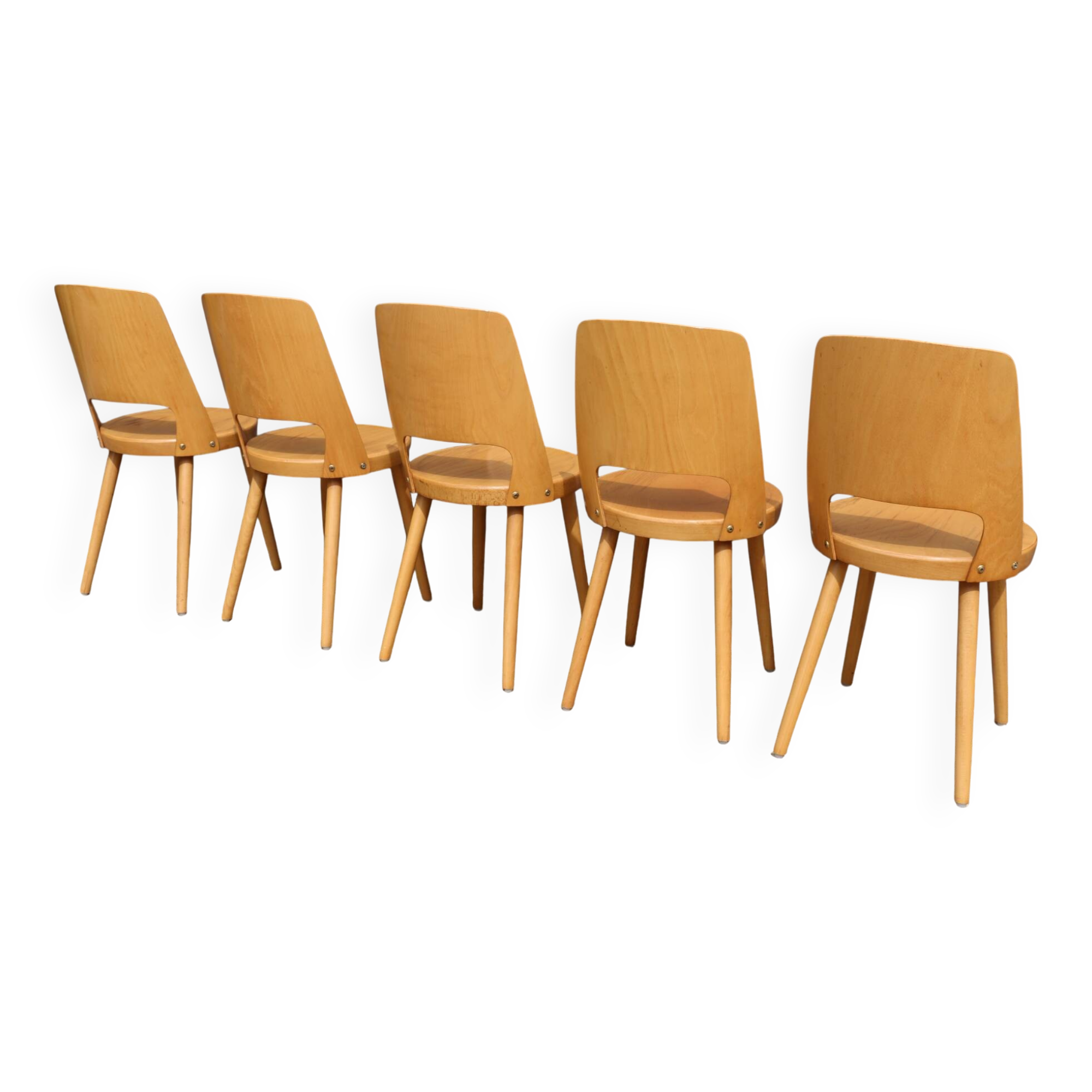 5 BAUMANN “MONDOR” light beech chairs