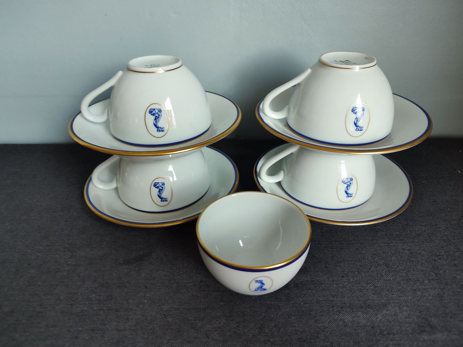 Set of 5 vintage Bernardaud Limoges porcelain cups