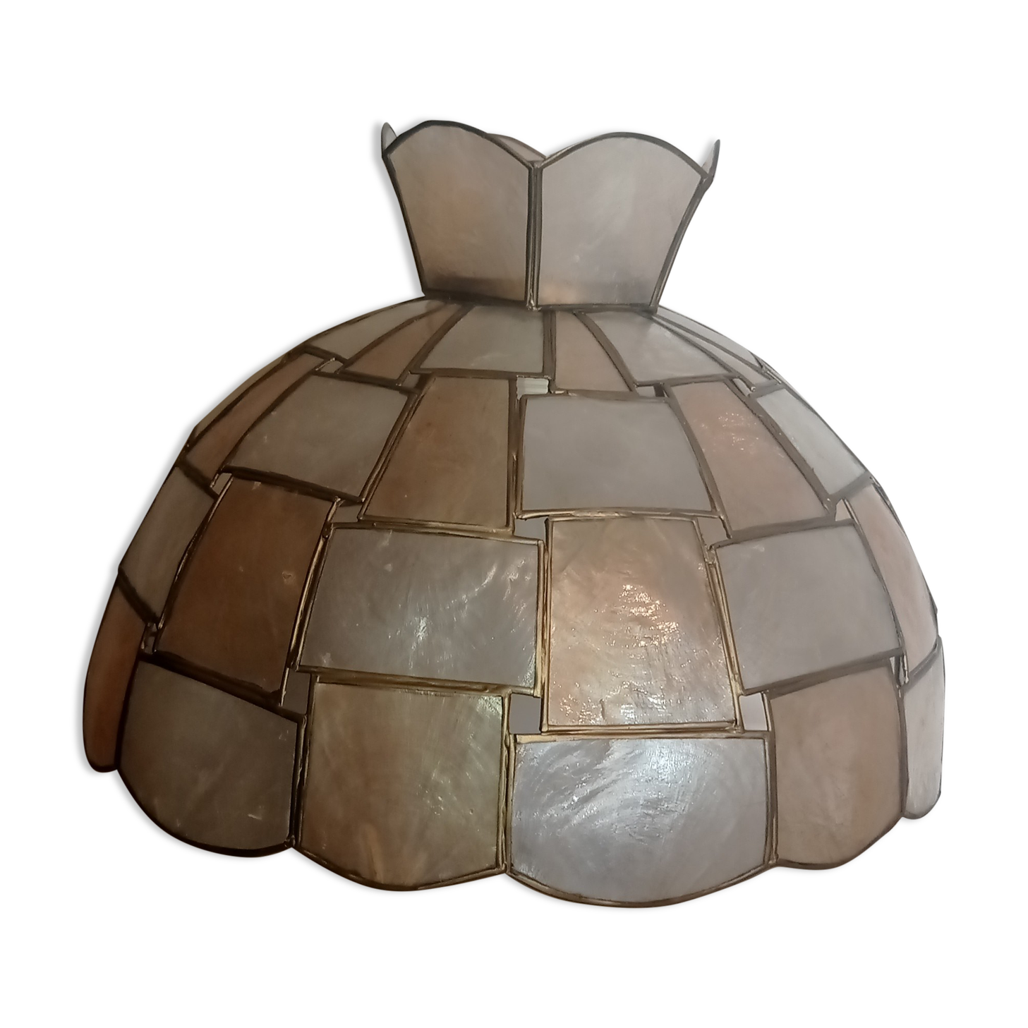 Mother-of-pearl & copper pendant lamp