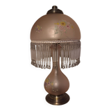 Vintage lamp from the 50s/70s in pink glass with pendants.