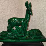 Family of antelopes Faience de Saint Clement sculpture by Charles Lemanceau