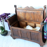 Antique Oak Bench With Storage