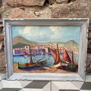 Huile sur toile « Marine » encadrée