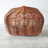 Old Rectangular Dark Wicker Basket