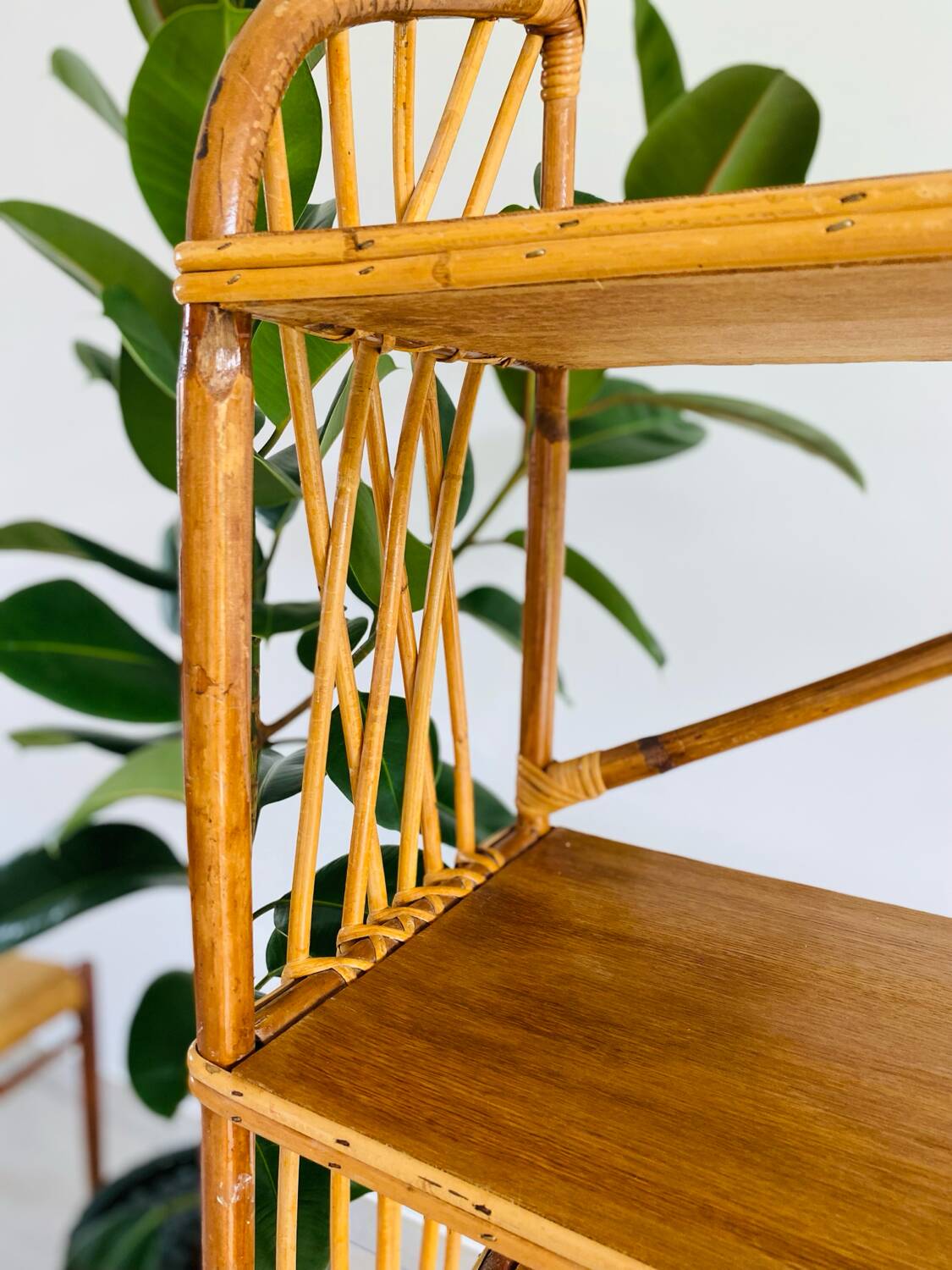 Vintage rattan shelf