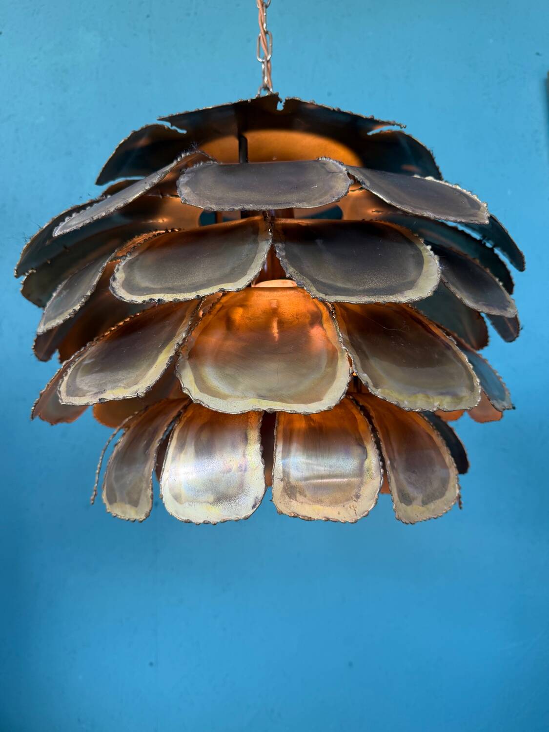 Mid Century Modern Brutalist Artichoke Pendent By Sven Åge Holm Sørens