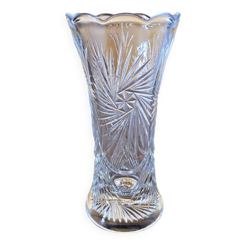 Small vintage vase in clear chiseled glass