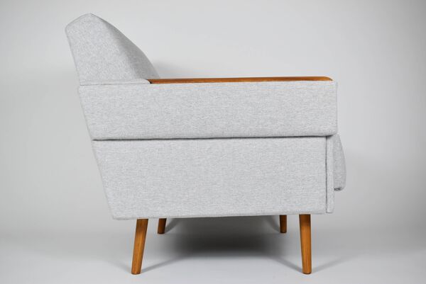 Fauteuil moderne du milieu du siècle, restauré, 1960, tissu gris clair