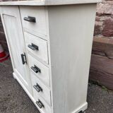 Meuble type Farinier alsacien Brotschrank Rustique vers 1910 sapin Peint buffet Meuble métier Art Po