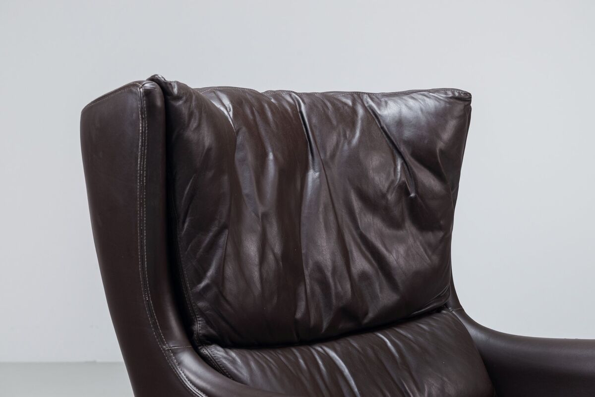 Pair of Durlet lounge chairs brown leather Belgium 1960