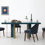 Table 6 personnes made.com bleu canard et laiton