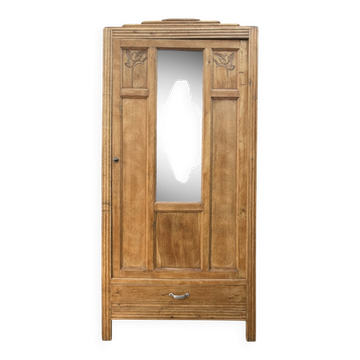 Armoire parisienne art déco chêne brut rénovée 