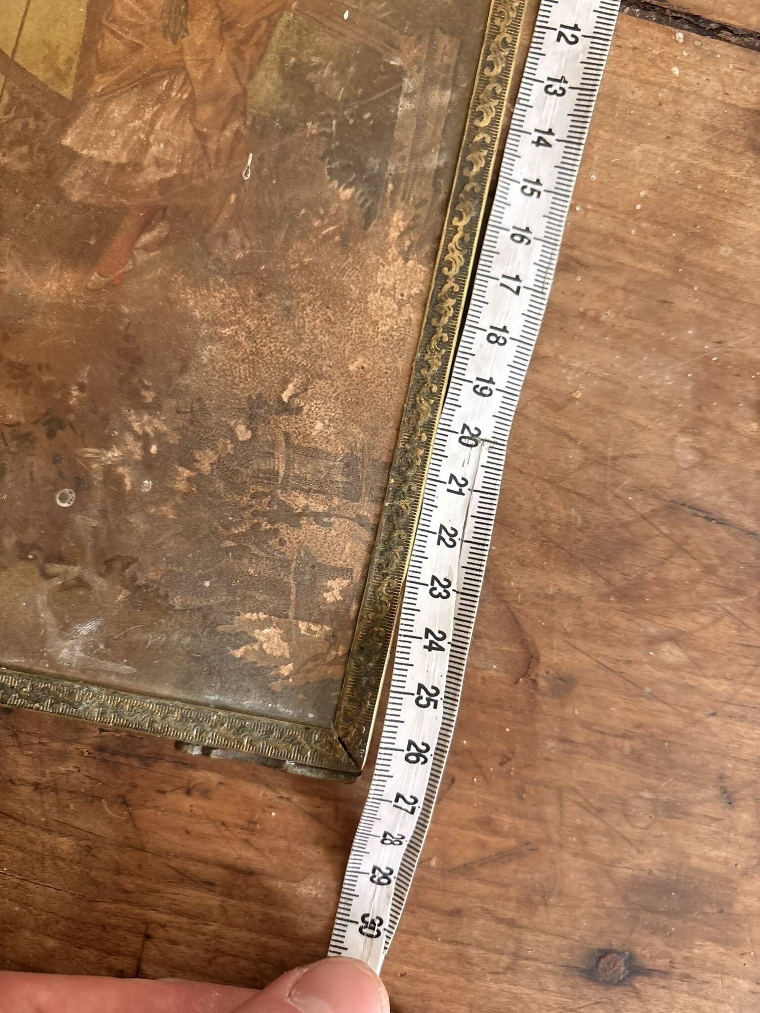 Antique Courteous Mirror Hanging Gallant Scene 19th Century Barber Chainette