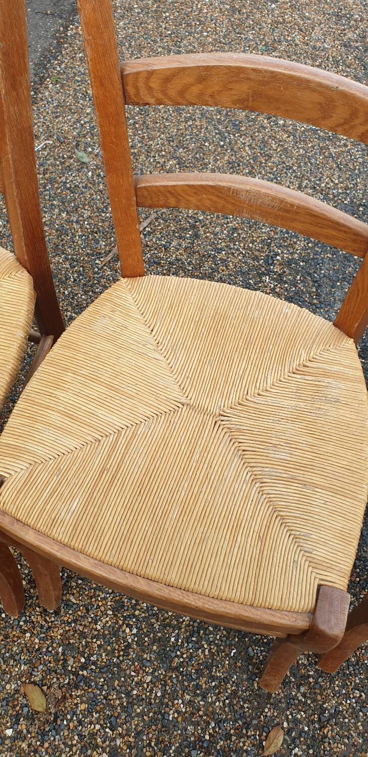 4 rustic Paillé chairs