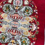 Vintage Turkish silk carpet handmade 74x146 cm