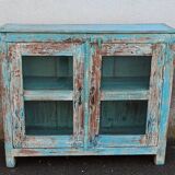 Small blue wooden display case