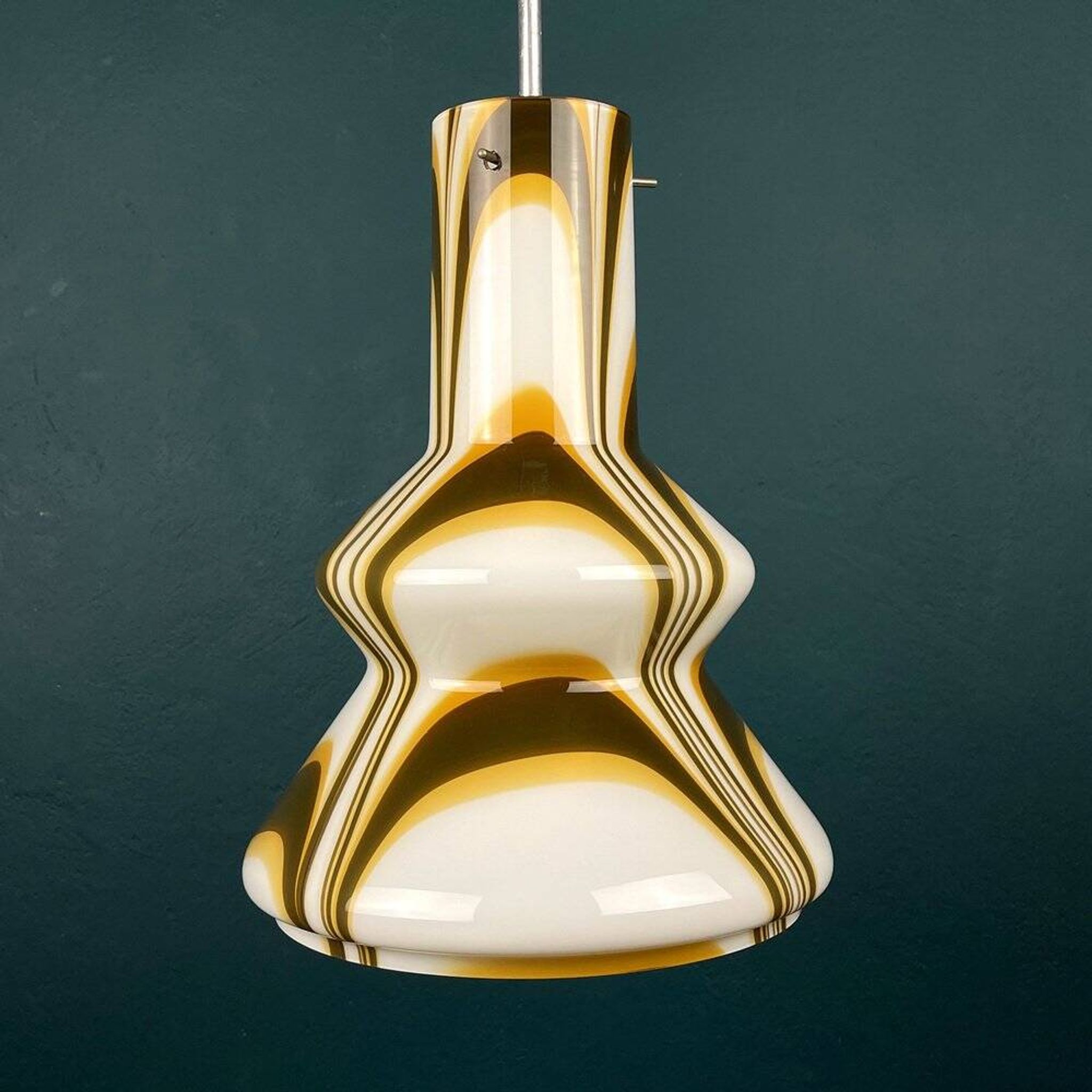 Mid-century brown opaline glass pendant, Murano, Italy, 1950s