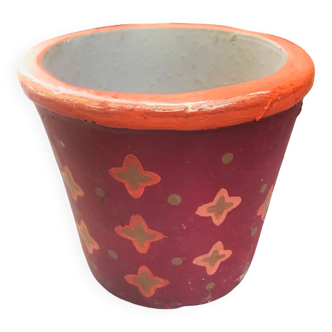 Burgundy painted terracotta pot