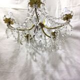 Chandelier with 5 lights in bronze and crystal