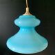Suspension opaline bleu vintage