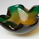 Cendrier Murano des années 60 vert et jaune