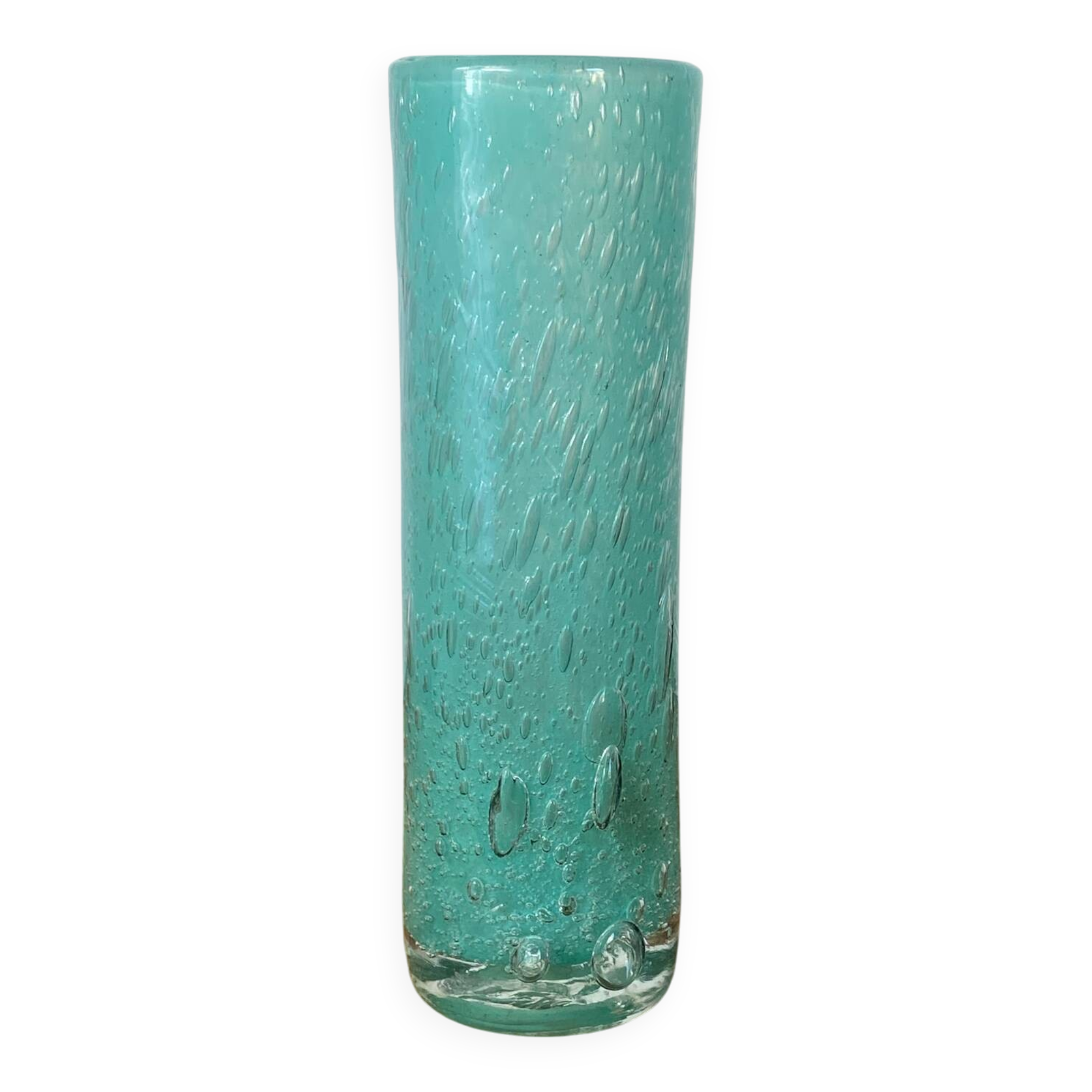 Tubular bubble glass vase