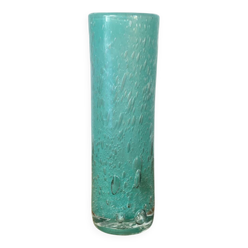 Vase tubulaire en verre bullé