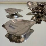 Silver metal flower ashtray candle holder