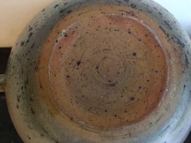 Teapot + 4 bowls in pyrite stoneware from Puisaye, Mr. Isambert Robert Deblander