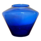 Vase verre bullé bleu de cobalt Art Déco