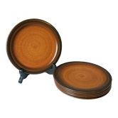 6 assiettes à dessert en grés marron de chez St Amand modèle "meylan"