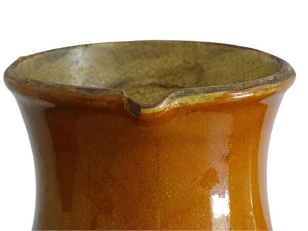 Cruche ancienne française en terre cuite à glaçure rouge