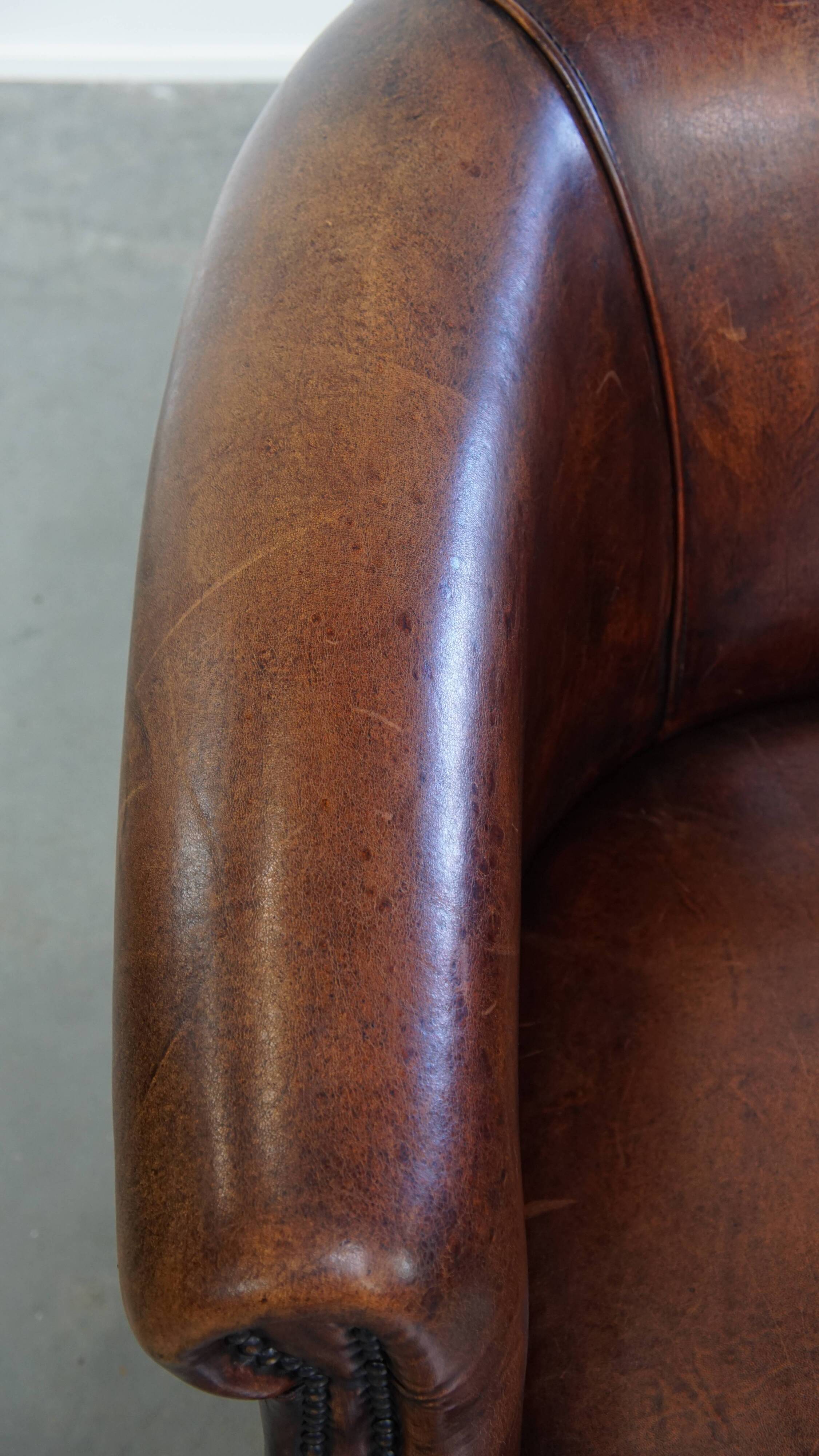 Club chair made of sheepskin leather