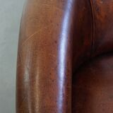 Club chair made of sheepskin leather