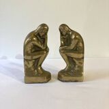 Paire de serre-livres en laiton d'après "Le penseur" de Rodin, vers 1960