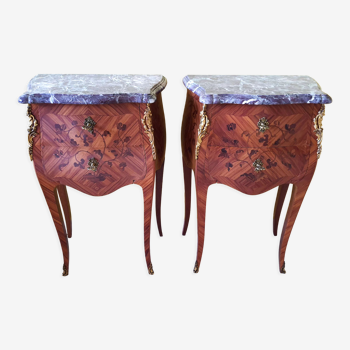 Pair chevets Louis XV marble breccia Violette