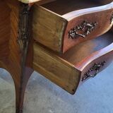 ROSEWOOD COMMODE WITH 2 DRAWERS AND OCHRE MARBLE TOP