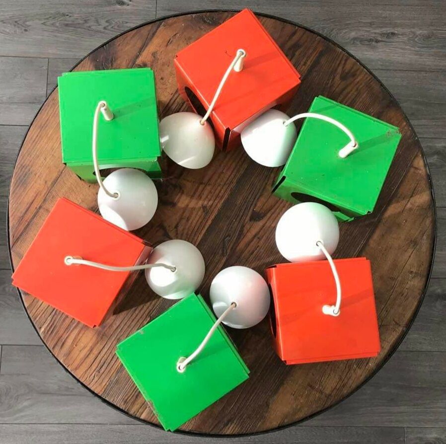 Series of 6 vintage space age folded metal lamps