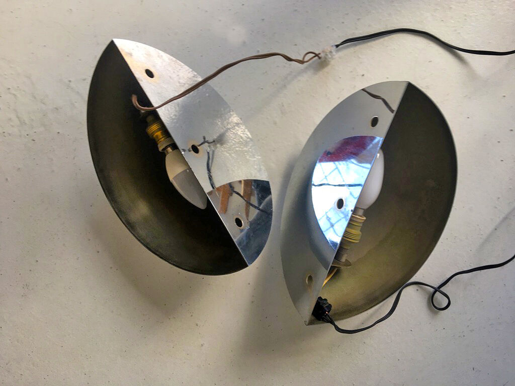Set of 2 Chrome Plated Wall Lamps, 1950s