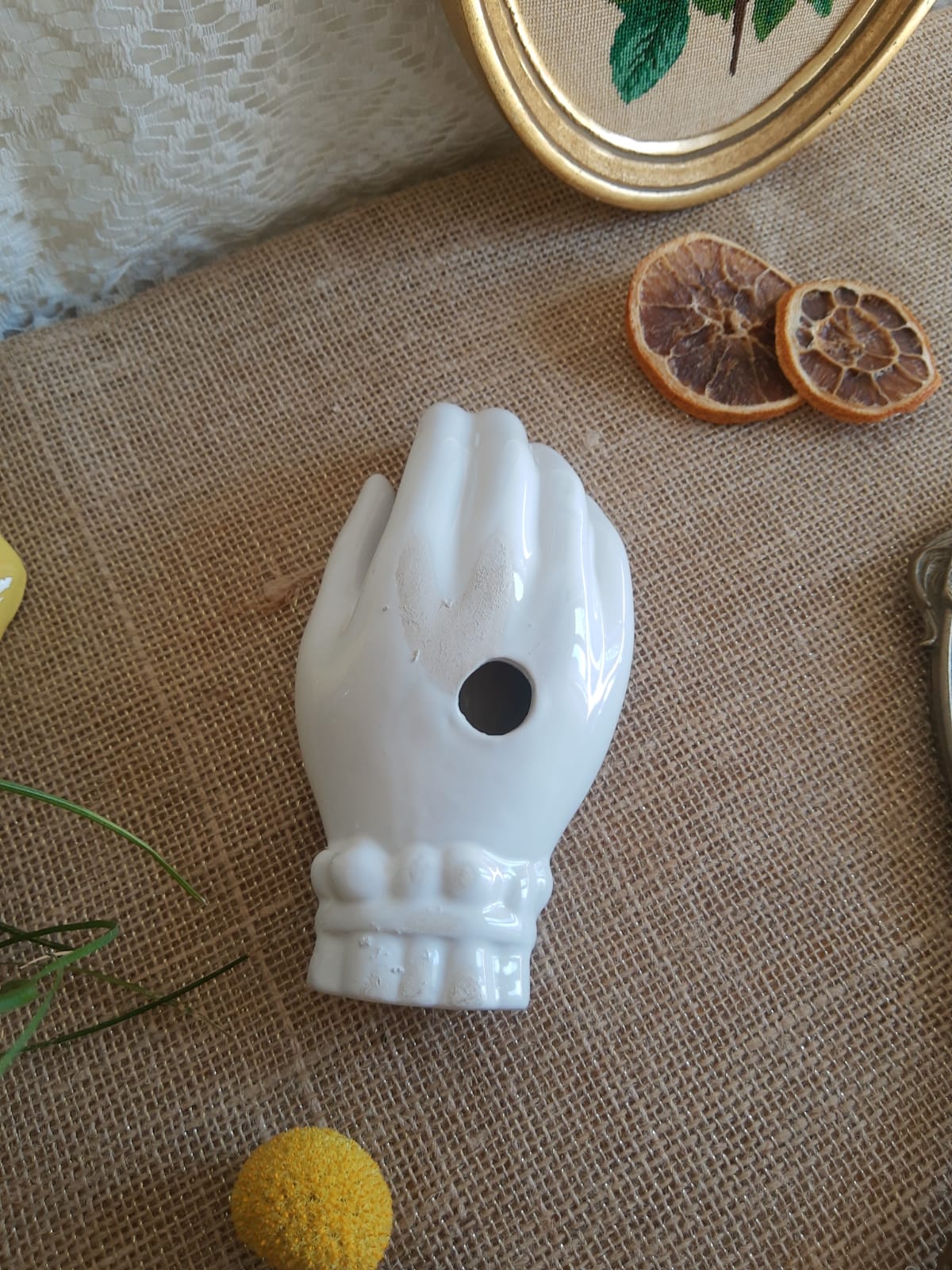 Vide poche main en céramique blanche - vintage